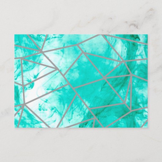 幾何エレガントアクアブルー結婚シルバー詳細 エンクロージャーカード (裏面)