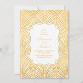 幾何エレガントアールデコ結婚の白金ゴールド 招待状 (正面)
