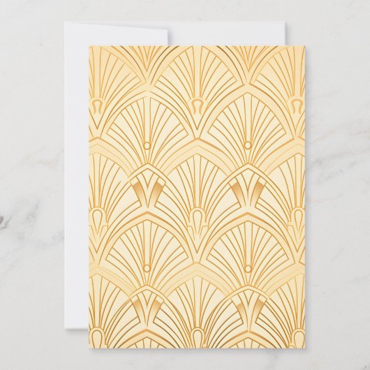 幾何エレガントアールデコ結婚の白金ゴールド 招待状 (裏面)