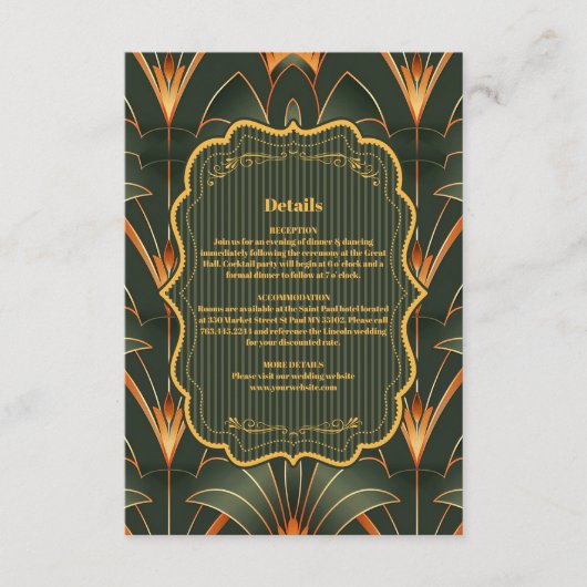 幾何エレガントアールデコ結婚の エンクロージャーカード (正面)