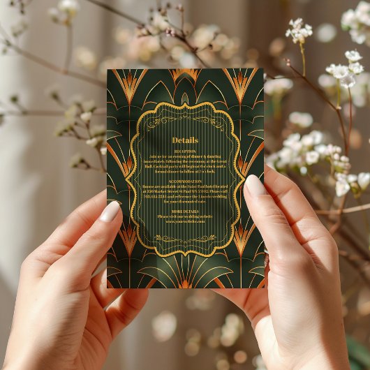幾何エレガントアールデコ結婚の エンクロージャーカード