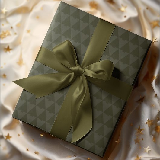 幾何エレガントクモノトーンのリスマスツリーホリデイ ラッピングペーパー