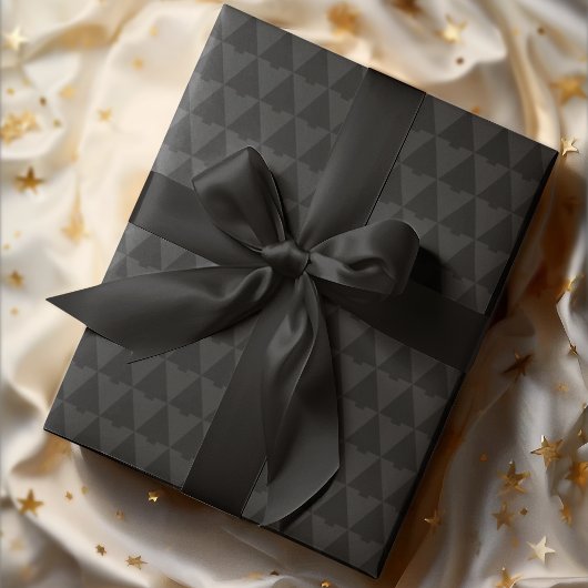 幾何エレガントクモノトーンのリスマスツリーホリデイ ラッピングペーパー