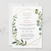 幾何エレガントグリーンリーウェディングレセプション 招待状 (正面)