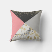 幾何エレガントサンゴ色ブロック金ゴールド紙吹雪 クッション (裏面)