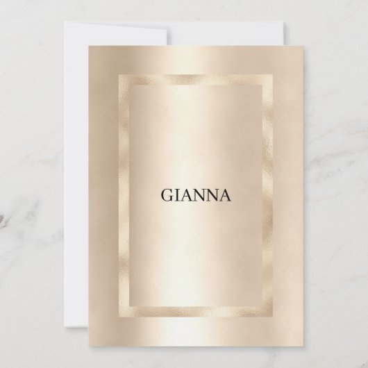 幾何エレガントシャンパン金ゴールドブライダルシャワー 招待状 (裏面)