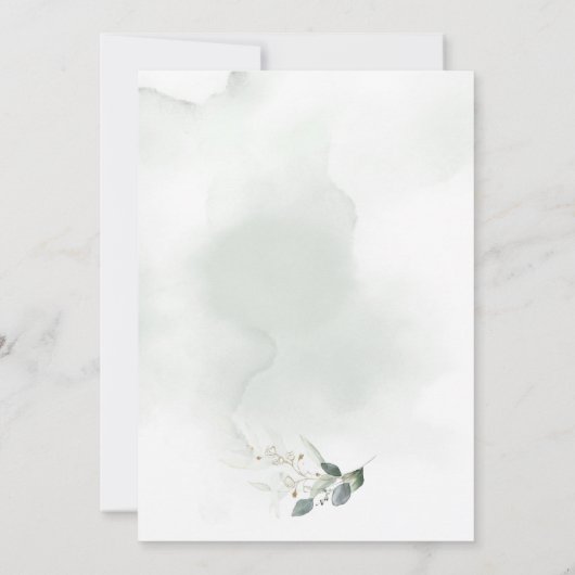 幾何エレガントセージと金ゴールドの結婚緑 招待状 (裏面)