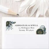 幾何エレガントティール（緑がかった色）ブルー金ゴールド葉 ラベル (インサイチュ)