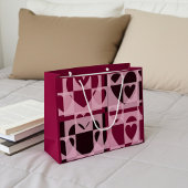 幾何エレガントハートソフトピンクワインレッド ラージペーパーバッグ