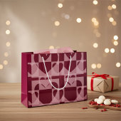 幾何エレガントハートソフトピンクワインレッド ラージペーパーバッグ