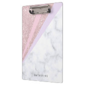 幾何エレガントバラ金ゴールドグリッター白大理石 クリップボード (左)