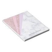 幾何エレガントバラ金ゴールドグリッター白大理石 ノートパッド (アングル)