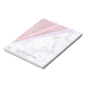 幾何エレガントバラ金ゴールドグリッター白大理石 ノートパッド (回転)