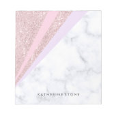 幾何エレガントバラ金ゴールドグリッター白大理石 ノートパッド (正面)