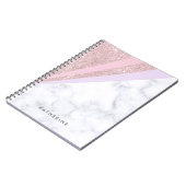 幾何エレガントバラ金ゴールドグリッター白大理石 ノートブック (左側)