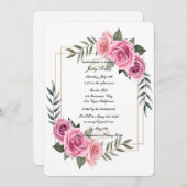 幾何エレガントピンクローズブライダルシャワー 招待状 (正面/裏面)