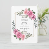 幾何エレガントピンクローズブライダルシャワー 招待状 (スタンド正面)