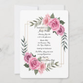 幾何エレガントピンクローズブライダルシャワー 招待状 (正面)
