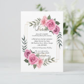 幾何エレガントピンクローズ結婚詳細 サンキューカード (スタンド正面)