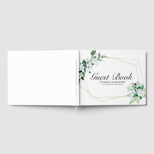 幾何エレガントフローラグ結婚レリー ゲストブック (全面)