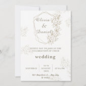 幾何エレガントフローラ結婚式招待状 招待状 (正面)