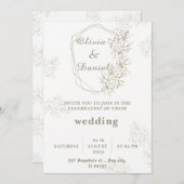 幾何エレガントフローラ結婚式招待状 招待状 (正面/裏面)