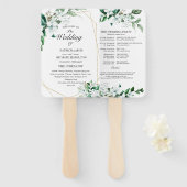 幾何エレガントフローラ緑化結婚式 プログラム ハンドファン (正面&裏面)