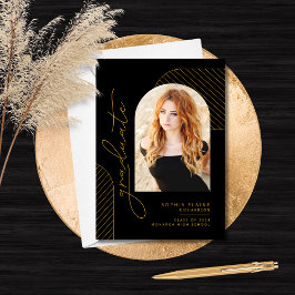 幾何エレガントブラック金ゴールドの卒業 案内状