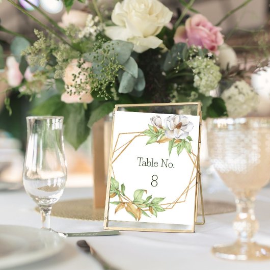 幾何エレガントマグノリアフローラ結婚テーブルNo ノートカード