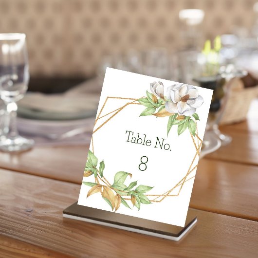 幾何エレガントマグノリアフローラ結婚テーブルNo ノートカード