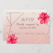 幾何エレガントマグノリアRSVP 招待状 (正面/裏面)