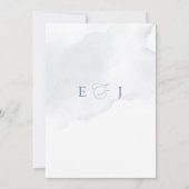 幾何エレガントモダンダスティブルーフローラ結婚ズ 招待状 (裏面)