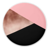 幾何エレガントモダンバラ金ゴールドピンク黒 セラミックノブ (正面)