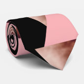 幾何エレガントモダンバラ金ゴールドピンク黒 ネクタイ (ロール)