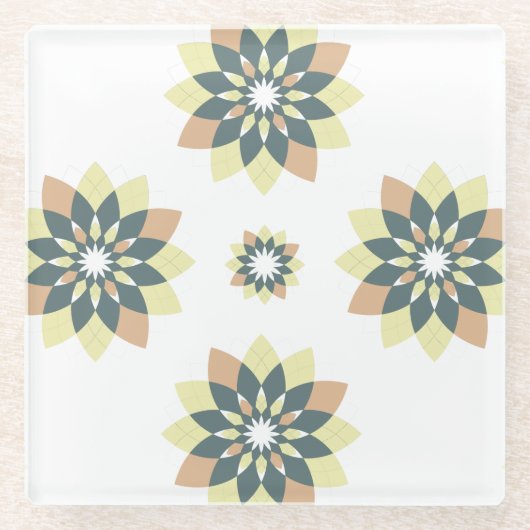 幾何エレガントモダン星バースト ガラスコースター (正面)