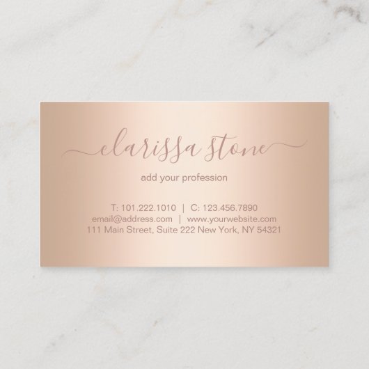 幾何エレガントモダン銅バラ金ゴールドグリッター 名刺 (裏面)