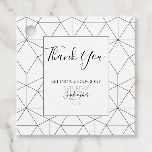 幾何エレガント図形の結婚贈り物メッセージカード フェイバータグ (正面)