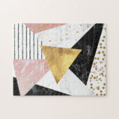 幾何エレガント大理石と金ゴールドデザイン ジグソーパズル (横)