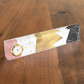 幾何エレガント大理石と金ゴールドデザイン デスクネームプレート (側面)