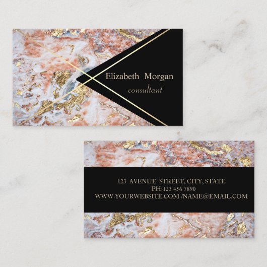 幾何エレガント大理石グリッター金ゴールドストライプ 名刺 (正面/裏面)
