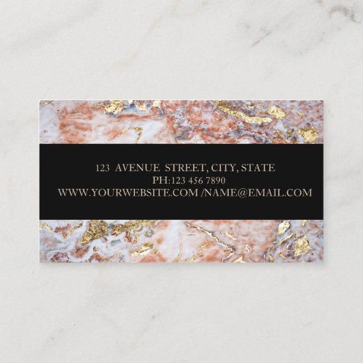 幾何エレガント大理石グリッター金ゴールドストライプ 名刺 (裏面)