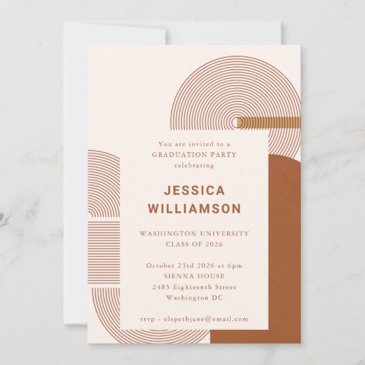 幾何エレガント度温中性卒業パーティー 招待状 (正面)