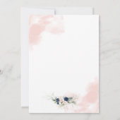 幾何エレガント海軍と赤面フローラ結婚 招待状 (裏面)