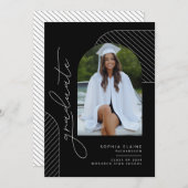 幾何エレガント白黒卒業 案内状 (正面/裏面)