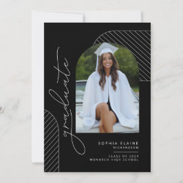 幾何エレガント白黒卒業 案内状