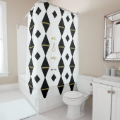 幾何エレガント白黒金ゴールド対結婚数 シャワーカーテン (インサイチュ)