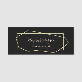 幾何エレガント的、黒、メイクアップアーティスト 名札