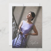 幾何エレガント紫色金ゴールド卒業 案内状 (裏面)