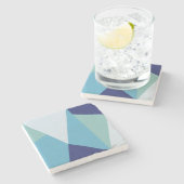 幾何エレガント色のネイビーブルーとシーグリーンパステル ストーンコースター (横)