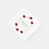 幾何エレガント色レッドロ結婚ーズ スタンダードカクテルナプキン (角)